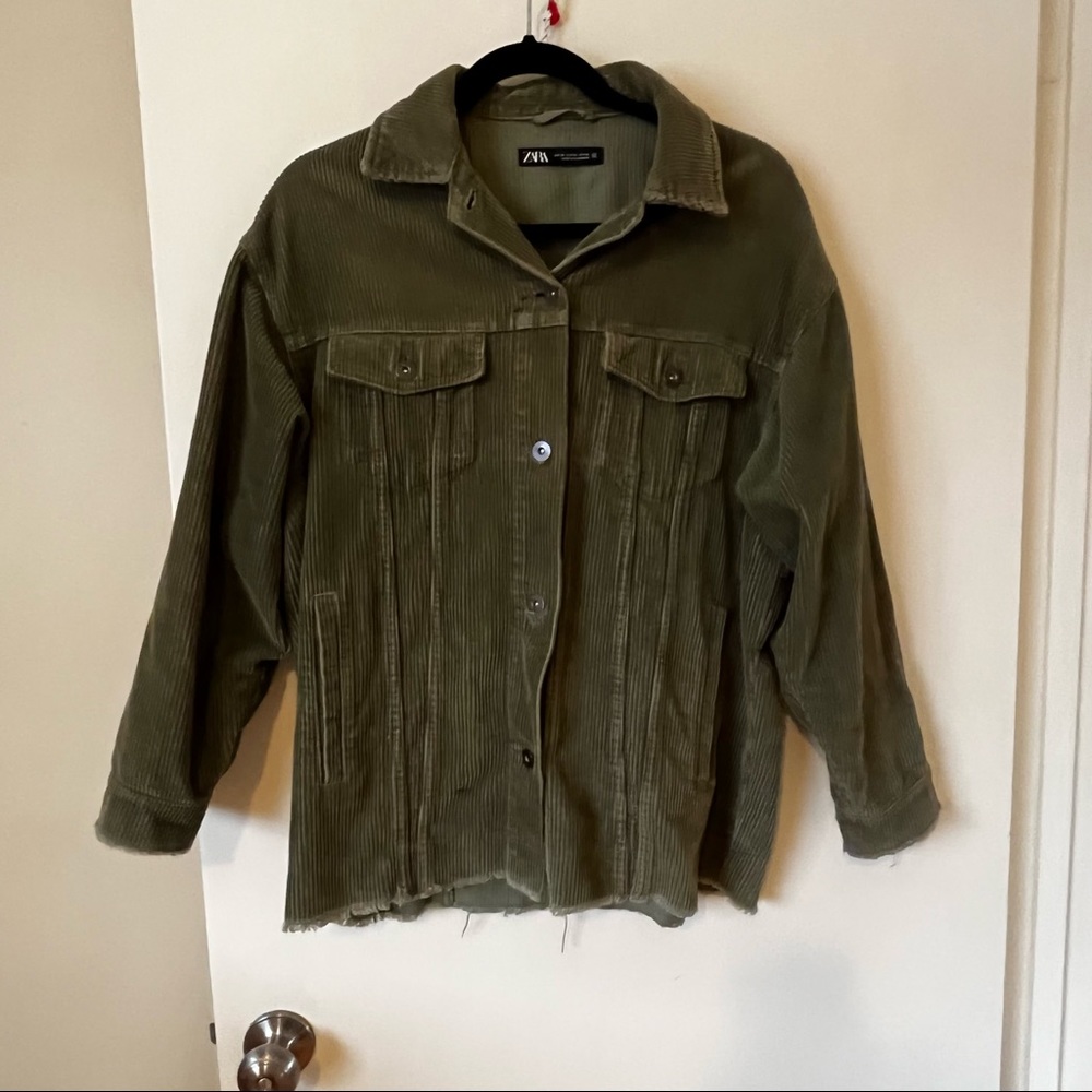 Military green courderoy jacket